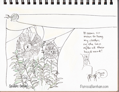 Spiders Online...Drawing by Patricia Bentham